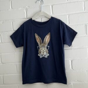 Girls Size 5T Navy Blue Bunny Graphic Easter T-Shirt